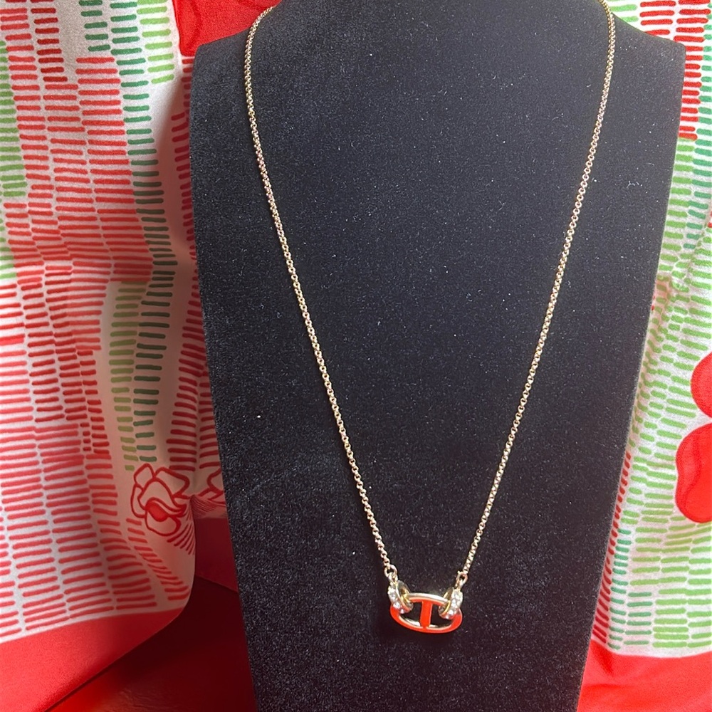 Ann Taylor gold tone with white stone necklace